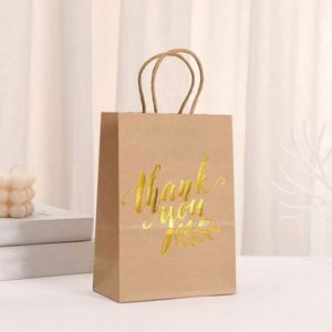 Wholesale Shopping Kraft Gift Paper <b>Bags</b> Back With Handles Hot Stamping Thank You Paper <b>Bags</b> With Your Own Logo - Product Image 3