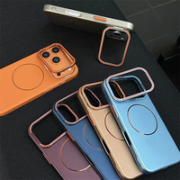 Coque de téléphone magnétique antichoc en métal mat avec support d'objectif coloré pour iPhone 18 Pro Max 17 16 15 14 Pro 13 Pro Max, fine et rigide