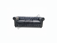 Canapé Chesterfield 3 places avec revêtement en cuir capitonné profond, design classique élégant, parfait pour le salon
