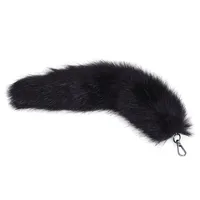 Porte-clés mousqueton en fausse fourrure douce et écologique, imitation fourrure de loup, renard, raton laveur, avec pendentif queue et figurine de dessin animé, pour sacs d'école et peluches