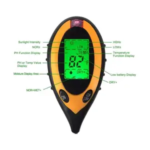 Tester PH Meter Tanah Digital 4 In 1 Portabel LCD Temperatur Cahaya Matahari PH Penguji Kelembapan Tanah
