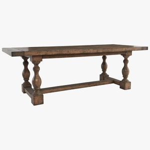 Table à manger rectangulaire vintage en bois recyclé de style campagnard français pour 8 à 10 personnes - Product Image 1