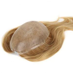 Tupé de cabello humano Remy indio recto de alta calidad de 7*9 "para hombres peluca con Base de seda Natural con Color dorado de buena calidad - Product Image 1