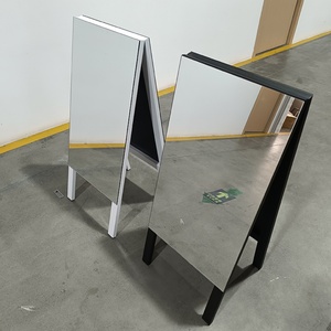 Outdoor Portable Sign Board Mirrored Stainless Steel A-<b>frame</b> Signage Floor Signs Stand Pavement Sidewalk a <b>Frame</b> Sign - Product Image 4