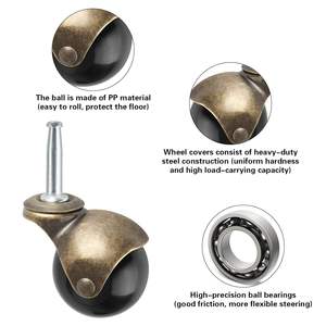 2 "Stuhl Lenk rolle Rad Bronze Farbe Halterung Rolle PP Kugel rollen Drehbar mit Schraube für Möbel Küche Home Office Hotel Gym - Product Image 2