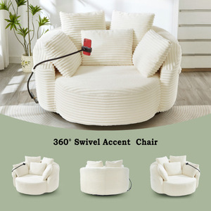 Sillón Moderno y Ecológico de Corduroy Resistente con Soporte Giratorio para Teléfono de 360° y 5 Almohadas - Ideal para Dormitorio de Hotel o Sala de Estar - Product Image 3