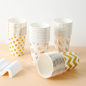 Gobelets en papier jetables personnalisés, épaissis, imprimés avec des motifs étoiles, des points et des vagues, pour anniversaire - Product Image 3