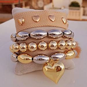 LS-B6326 Braccialetto alla Moda con Accessori Colorati, Gioiello con Orsetto in Resina, Regalo per le Vacanze, Bracciali Multipli Dorati Nuovi - Product Image 5