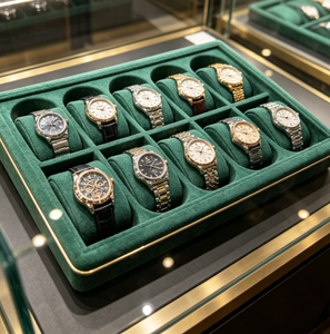Boîte de rangement carrée en cuir vert à 10 compartiments pour bijoux, avec doublure en flanelle, présentoir pour montres - Vente flash - Product Image 4