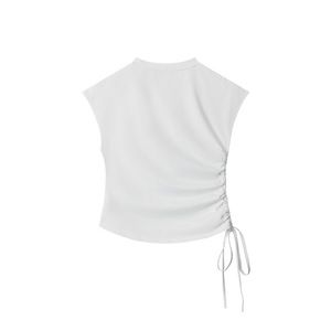 2025 estate <span class=keywords><strong>t</strong></span>-<span class=keywords><strong>shirt</strong></span> <span class=keywords><strong>senza</strong></span> <span class=keywords><strong>maniche</strong></span> da <span class=keywords><strong>donna</strong></span> traspirante con coulisse in vita plissettata Casual corto Spice da ragazza gilet Slim-Fit - Product Image 3