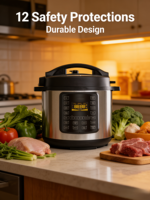 Cuisinière à pression électrique programmable avec écran LED, commande numérique, boîtier en acier inoxydable, capacité de 6 L, 18 fonctions en 1 pour la maison
