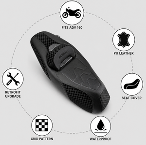 Coprisedile per Honda ADV160 in pelle PU impermeabile con stampa a trasferimento d'acqua, schienale morbido, comfort migliorato, all'ingrosso - Product Image 1