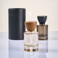 Flacon de parfum vide en verre brun rond de 50 ml et 100 ml avec bouchon cylindrique et pulvérisateur