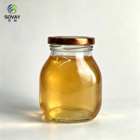 Pot en verre ovale mignon de 280 ml avec col fileté, récipient transparent pour miel, gelée, thé séché, petits aliments et emballages d'artisanat