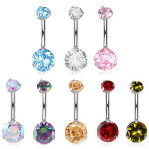 เครื่องประดับเจาะสะดือทรงกลมประดับ<span class=keywords><strong>เพชร</strong></span>คิวบิกเซอร์โคเนียหลากสี ไทเทเนียม ASTM F136 สำหรับผู้หญิง ขายส่งจากโรงงาน - Product Image 2