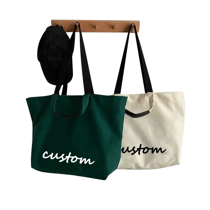 Холщовая сумка-мессенджер большой емкости с логотипом на заказ, складная сумка через плечо, цветная Хлопковая сумка с двумя ручками