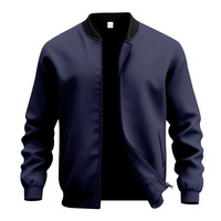 Blouson Bomber Homme Personnalisable en Toile Unie, Col Montant, Fermeture Éclair Intégrale, Style Sportif Décontracté, Veste de Baseball avec Logo