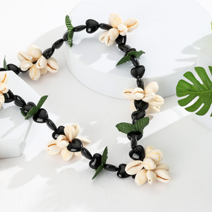 Vinstyle Jewelry's Trendy New <span class=keywords><strong>Kukui</strong></span> Nut <span class=keywords><strong>Lei</strong></span> Cowrie Sea Shell Beads Collar Acrílico Artificial Hawaiian Graduation Jewelry - Product Image 6
