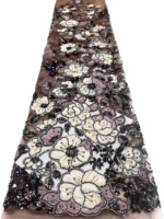 Tissu en dentelle brodée à paillettes 100% polyester pour robes de mariée et vêtements 5 yards