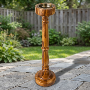 Aqdus Saleem - Cenicero de Madera de Acacia Hecho a Mano, Pedestal de 35x35x75 cm, Diseño Abstracto Moderno de Mediados de Siglo, Venta al por Mayor en India - Product Image 2
