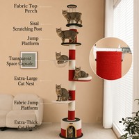 Lighthouse Full Sisal Arbre à chat multi-niveaux, gain de place, du sol au plafond, sans assemblage requis, avec maisonnette et structure d'escalade