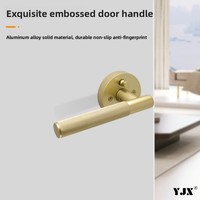 Serrure de porte magnétique silencieuse dorée avec poignée noire, installation facile, nouveau design américain pour portes de chambre et de salle de bain