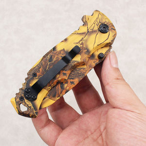 มีดพับลายพรางสีดำสำหรับยุทธวิธี ผลิตจากโรงงาน ใบมีดทนทานสำหรับการเอาชีวิตรอดในป่ากลางแจ้ง เหมาะสำหรับสถานการณ์เอาชีวิตรอด - Product Image 5