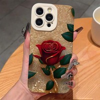 Coque de téléphone portable en TPU de luxe avec impression rose rouge et motif œil de pupille, avec ouverture pour appareil photo, pour iPhone 17 8 X Xr Xs 11 12 13 14 15 16 Pro Max