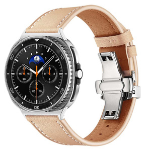 Bracelet en cuir compatible avec Samsung Galaxy Watch4 5 6 7 40mm 44mm Galaxy Watch 4 Classic 46mm 42mm Bracelet de montre noir unisexe - Product Image 1