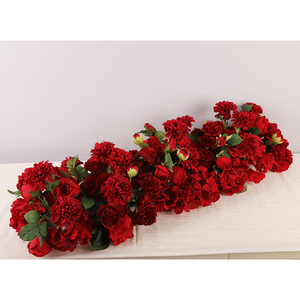 Design personnalisé déco <span class=keywords><strong>mariage</strong></span> fleur roses hortensia 2M <span class=keywords><strong>rouge</strong></span> centre de <span class=keywords><strong>table</strong></span> chemin de <span class=keywords><strong>table</strong></span> soie artificielle arrangement fleurs - Product Image 1