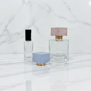 Botella de perfume de vidrio de lujo personalizada de 10 ml con bomba, tapa con forma de piedra única y personalizada, botella de perfume con tapa metálica y pulverizador. - Product Image 2