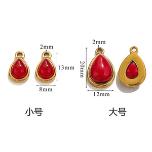 Colgantes de Piedra Natural en Forma de Lágrima, Dijes de Acero Inoxidable con Baño de Oro PVD: Turquesa, Ónix, Cuarzo Rosa para la Fabricación de Collares, Pulseras y Pendientes - Product Image 6