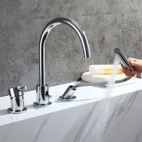 Mitigeur de bain salle de bains moderne, ensembles de douche, ensembles de robinets de bain à 3 trous, noir, européen