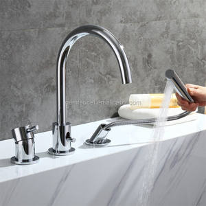 Mitigeur de bain salle de bains moderne, ensembles de douche, ensembles de robinets de bain à 3 trous, noir, européen - Product Image 2