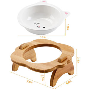 Comedouro <span class=keywords><strong>Pet</strong></span> Elevado de Bambu Ajustável e Personalizável com Suporte de Madeira WDF Campeão de Vendas - Product Image 5