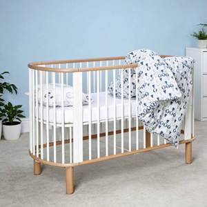 Cuna Convertible Multifuncional con Tamaño Personalizado, Cuna Ovalada Blanca, Cuna Europea de Madera para Bebé - Product Image 5