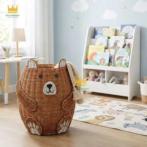 Cute Bear Shaped Rattan <b>Storage</b> <b>Basket</b> Eco-Friendly Handwoven For Children's <b>Toy</b> <b>Storage</b> for Kid Room Nursery - Product Image 3