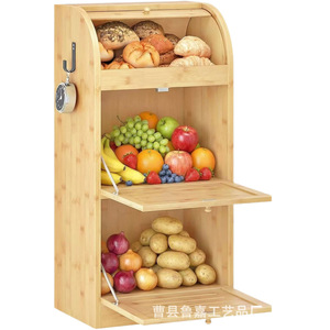 Living Room Cabinet Solid Wood 3 Layers Large Capacity Multipurpose <b>Storage</b> <b>Rack</b> For Fruit <b>Vegetable</b> Beverage Snack - Product Image 5