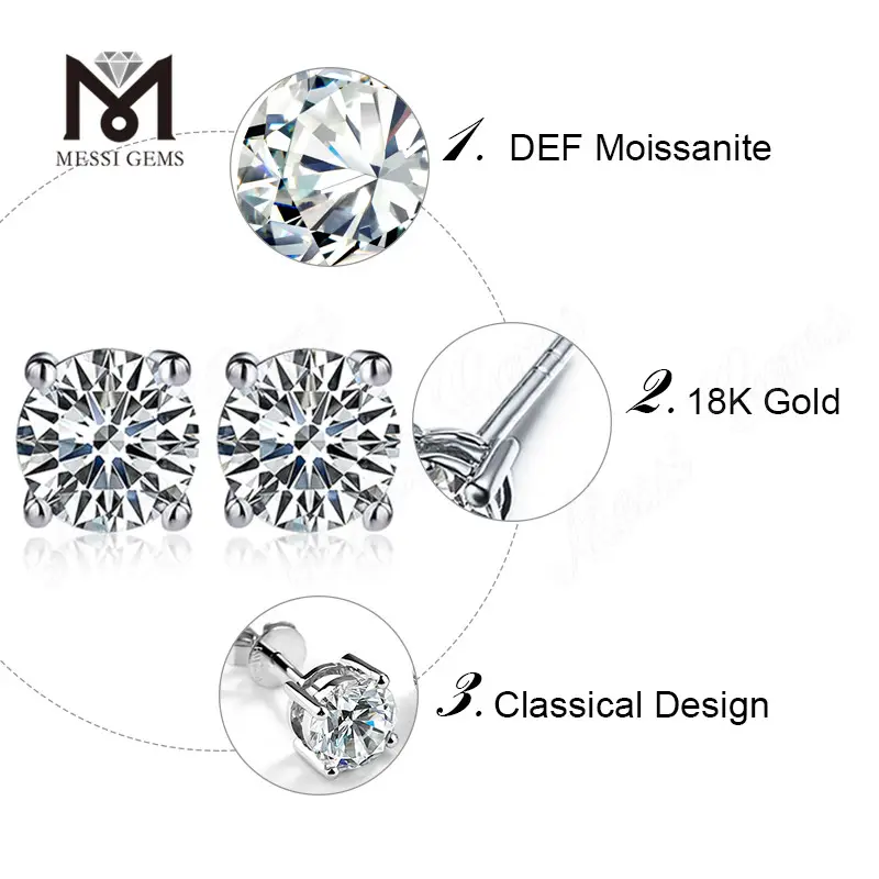 럭셔리 moissanites 귀걸이 2ct 맞춤형 18k moissanites 귀걸이