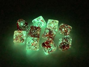 Ensemble de <span class=keywords><strong>dés</strong></span> polyédriques <span class=keywords><strong>Chessex</strong></span> D10 Nebula Luminary-Red avec argent (10) - Product Image 2