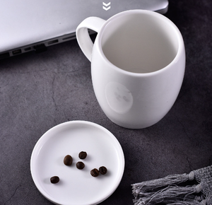 Mug à café en céramique blanc classique, grande tasse en grès personnalisable avec logo pour hôtel, restaurant, café, bureau, vente en gros, cadeau de mariage - Product Image 3