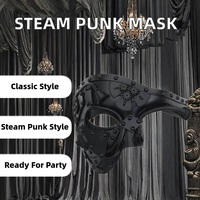 Masque facial pour homme Ubauta en plastique, style steampunk, Phantom of the Opera, vintage, pour fête, bal masqué, bal de promo, Mardi Gras (noir)