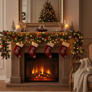 9FT Battery Operated Prelit Christmas Garland 50LED <b>Lights</b> 8 Mode <b>Timer</b> Elegant 8 Mode Artificial Outdoor Garland Decorations - Product Image 3