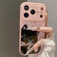 Étui pour iPhone 17 Pro Max rose 3D en forme de chat, très stylé, transformable, avec protection intégrale anti-chute en acrylique électroplaqué