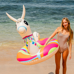 Flotteur de piscine gonflable géant en PVC robuste en forme de lama, anneau de natation, radeau gonflable, jouet de fête pour enfants et adultes - Product Image 3