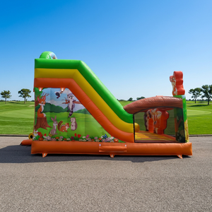 Château gonflable à thème zoo avec toboggan - Château de saut commercial pour parcs d'attractions et fêtes d'enfants - Product Image 3