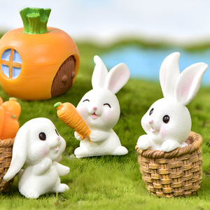 Figuras de Conejo en Resina, Miniaturas de Animales, Conejito con Zanahoria, Adornos para Decoración de Paisajes, Accesorios para Manualidades - Product Image 1