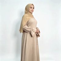 Abaya plissée pour femmes, manches bouffantes, vêtements modestes, vêtements musulmans islamiques, longueur au sol, couvrance intégrale