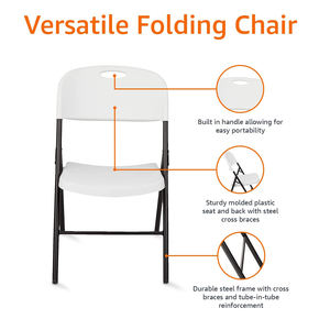 Camping Outdoor <strong>Folding</strong> Plastic <strong>Chair</strong> High Quality HDPE Material Foldable Compact Cheap <strong>White</strong> Beach <strong>Chair</strong> - Product Image 3