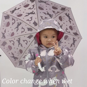 Fabricant en gros 190T Pongee <span class=keywords><strong>Parapluie</strong></span> droit ouvert manuellement pour filles, <span class=keywords><strong>parapluie</strong></span> pour enfants avec impression à changement de couleur imperméable pour enfants - Product Image 6